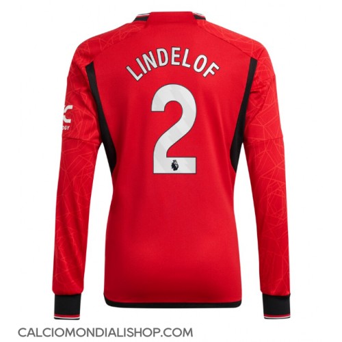 Maglie da calcio Manchester United Victor Lindelof #2 Prima Maglia 2023-24 Manica Lunga